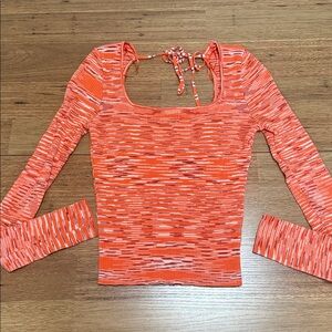 Blue Blush Orange Cowl Neck Sweater